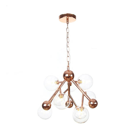 Vintage 9-Light Globe Chandelier: Clear/Amber/Smoke Gray Glass Pendant Fixture For Indoor Lighting