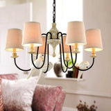 Nordic Fabric Barrel Pendant Chandelier Light With Tan Finish - 3/6 Heads Hanging Ceiling 6 /