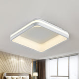 Simple Style Metal Square Flush Light - 19 Or 25 Wide Led Ceiling Mounted Fixture With Stepless