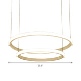 Simple White Chandelier With Led Lights: Double/ Triple Ring Design