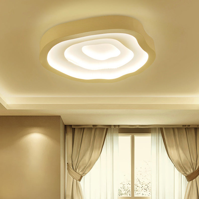 Minimalist White Led Flush Mount Lamp - 21/25 Wide Tree-Ring Ceiling Light With 3 Color Options / 21