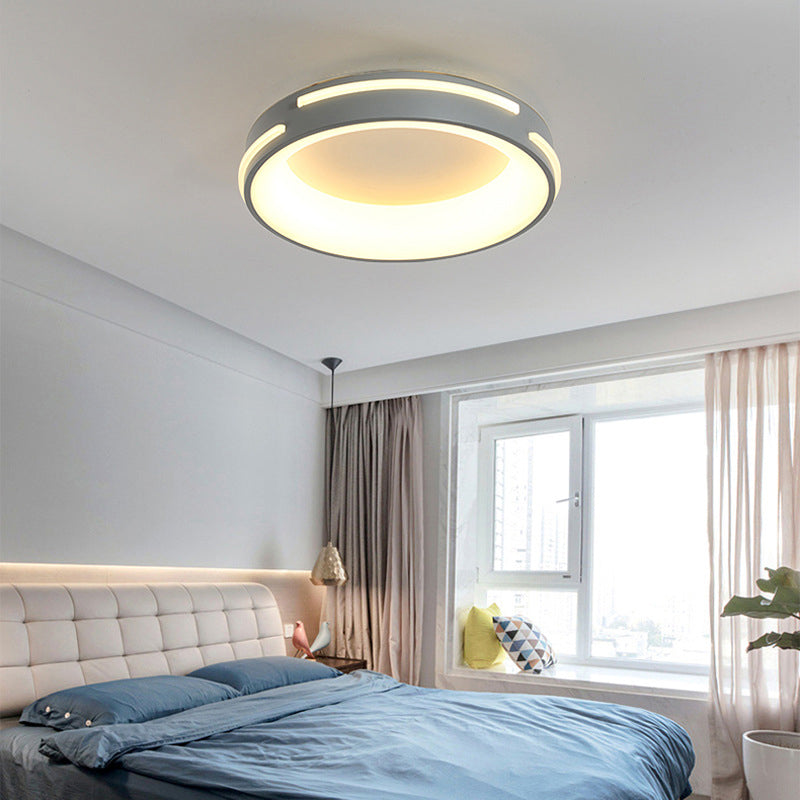 Modern Gray Circle Led Ceiling Light Fixture Warm/White Lighting 18.5/24.5 Wide Grey / 18.5 White