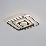 Modern Black Square Ceiling Led Flush Mount Lighting With Warm/3 Color Light - Acrylic Fixture
