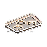 Contemporary Rectangle Flush Mount Led Ceiling Lamp For Living Room - Black Acrylic Warm/3 Color