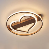Acrylic Flush Led Ceiling Lamp - Heart Design Simple Style White/Coffee Variants 16/19.5 Wide