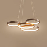 Minimalist Acrylic Led Pendant Chandelier - Coffee Ring Design With Warm/White Light