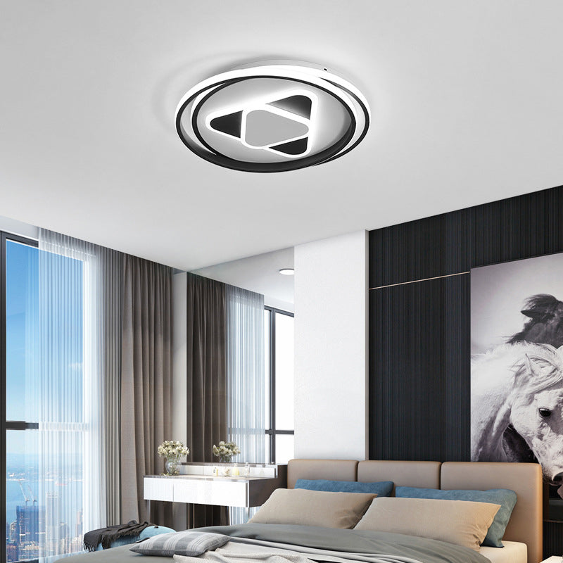 Contemporary Black Triangle Flush Mount Led Ceiling Light - 16.5/20.5 Wide Warm/3 Color Lighting /