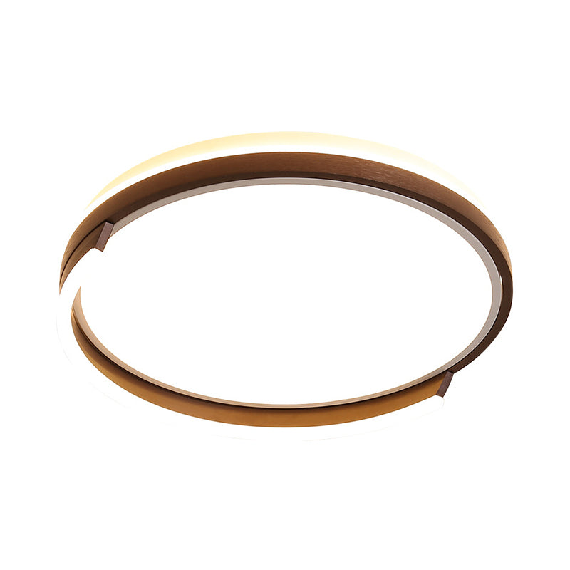 Contemporary Circular Metal Flush Mount Lamp - Coffee 16’/19.5’ Wide Led Ceiling Lighting