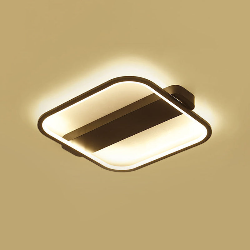 Modern Black Led Ceiling Fixture - 16.5’/20.5’ Minimalist Square Style Acrylic Flush Mount Lamp