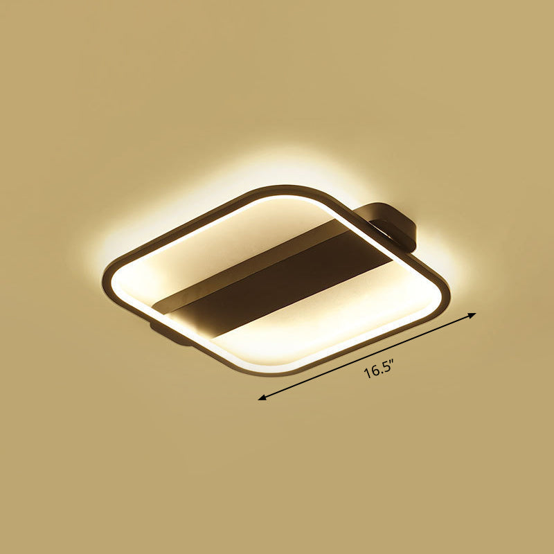 Modern Black Led Ceiling Fixture - 16.5/20.5 Minimalist Square Style Acrylic Flush Mount Lamp With 3