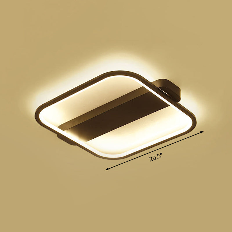 Modern Black Led Ceiling Fixture - 16.5/20.5 Minimalist Square Style Acrylic Flush Mount Lamp With 3