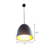 Minimalist Black Metal Domed Pendant Light For Restaurants 1-Light Hanging Lamp Kit