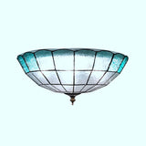 Baroque Blue Glass Ceiling Flush Mount Lighting Fixture - 2/3/4 Lights 12/16/19.5 Wide
