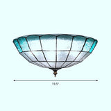 Baroque Blue Glass Ceiling Flush Mount Lighting Fixture - 2/3/4 Lights 12/16/19.5 Wide