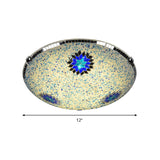 Baroque Stained Glass Flushmount Lighting - Yellow & Blue 2/3/4 Light 12/16/19.5 Wide