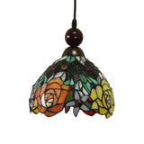 Tiffany Style Stained Art Glass Blossom Ceiling Lamp - Pink/Yellow Pendant