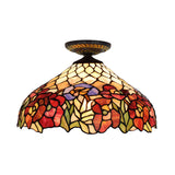 Rose Metal Tiffany Flush Mount Ceiling Light Fixture - Brass Finish 12/16 Diameter