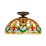 Brass Heart-Shaped Art Glass Flush Mount Ceiling Light With Baroque Design