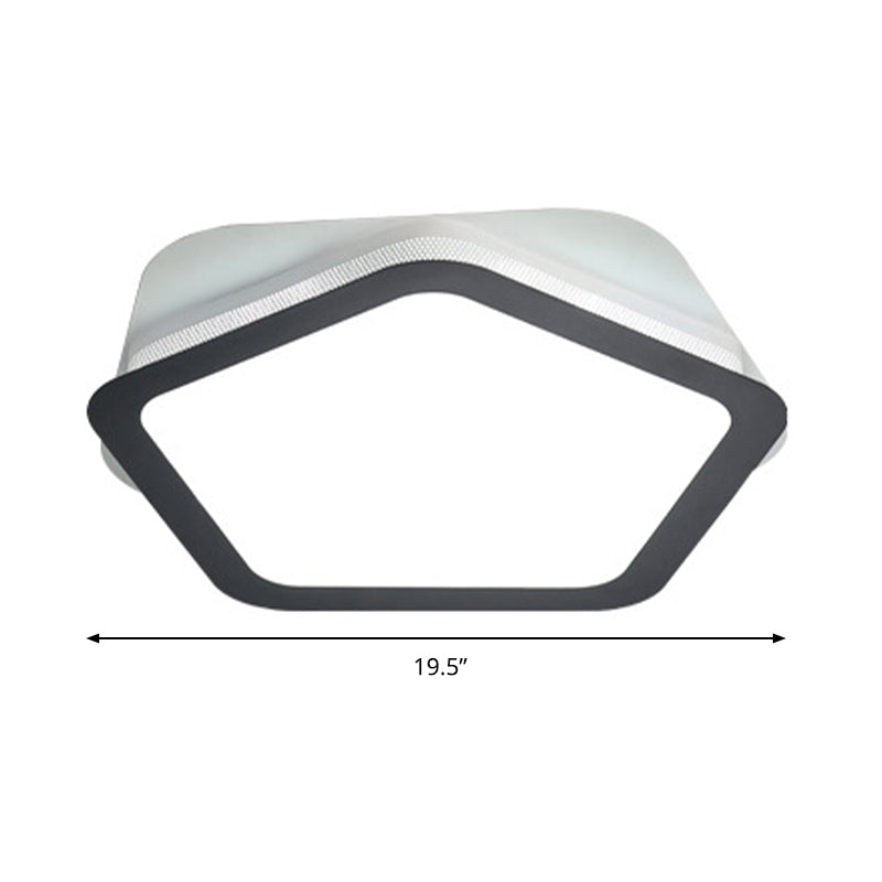 Modern Acrylic Led Pentagon Flush Light For Bedroom - White Or Warm Options