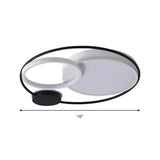 Contemporary Flush Mount Ceiling Light In Black And White - Acrylic Round Led Fixture (16/19/23.5