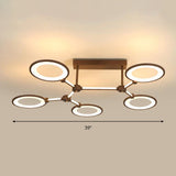 Acrylic Semi Flush Mount Ceiling Lamp - 5 Light Circle Ring Fixture For Contemporary Living Room In