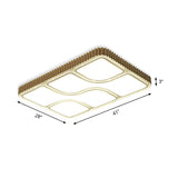 Contemporary Gold Rectangular Led Flushmount Ceiling Light For Living Room - White/Warm