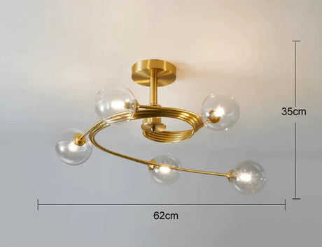 Nordic Creative Rotate Bedroom Room Lamp Copper Ceiling 5 Transparent Color / Without Bulb