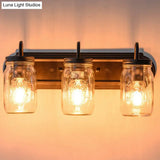 3-Head Metal Bathroom Vanity Sconces - Canning Jar Design Wall Light Fixtures