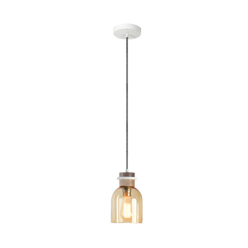 Amber Glass Urn Pendant Light: Contemporary Ceiling Lighting Fixture For Kitchen