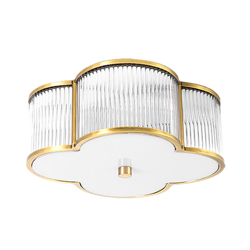 Traditional Gold Crystal Ceiling Mounted Fixture - 4-Light Flush Mount Spotlight
