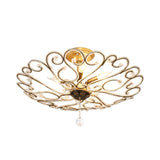 Modernist Gold Semi Mount Ceiling Light Fixture For Bedroom - 4/5-Light Flush Design With Crystal
