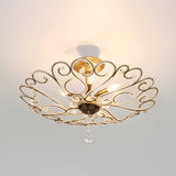 Modernist Gold Semi Mount Ceiling Light Fixture For Bedroom - 4/5-Light Flush Design With Crystal