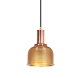 Modern Amber/Clear Glass Dome Pendant Light - Stylish Lighting For Living Rooms