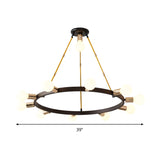 Frosted White Glass Bubble Chandelier - 11 Heads Black Ceiling Pendant Light Modernist Design