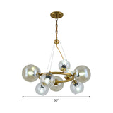 Contemporary Spherical Pendant Chandelier With Clear Glass And Gold Finish - 6/9 Heads