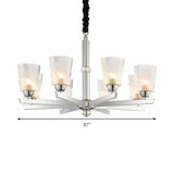 Modern Flared Glass Pendant Chandelier With 8 Bulbs Chrome Finish