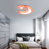 Kids Cartoon Acrylic Led Flush Ceiling Light - Crescent And Star Design For Bedroom