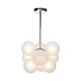 Minimalist Globe Semi Flush Ceiling Lamp - Gray/White/Red Glass 9 Lights Black/Brass/Chrome Chrome /