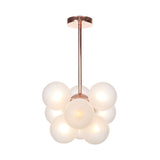 Modern Minimalist Globe Semi Flush Ceiling Light Fixture In White/Green/Blue Glass With 9 Lights -