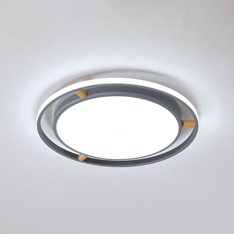 Contemporary Round Metal Bedroom Flush Mount Lighting - 16’/19.5’/23.5’ Wide Led Ceiling