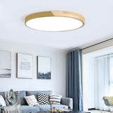 Modern Wood Circle Flushmount Led Ceiling Light In 3 Temperatures 11 - 19’ Diameter
