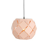 Minimalist Pink Metal Hanging Lamp With Laser-Cut Design