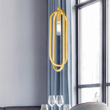 Modern Brass Oval Down Lighting Pendant For Living Room - 1 Light Metal Suspension