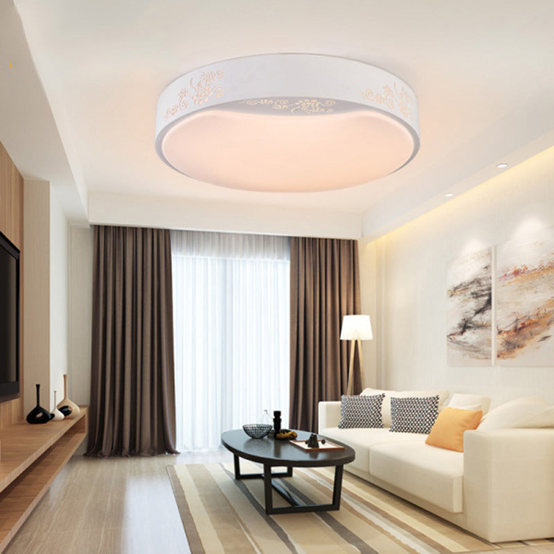 Modern White Circle Flush Mount Led Ceiling Light Fixture For Living Room - 16.5/20.5 Dia / 16.5