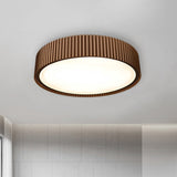 Modernist Metal Drum Flush Ceiling Light Fixture - 18’/22’ Dia Coffee Led Mount Lamp In