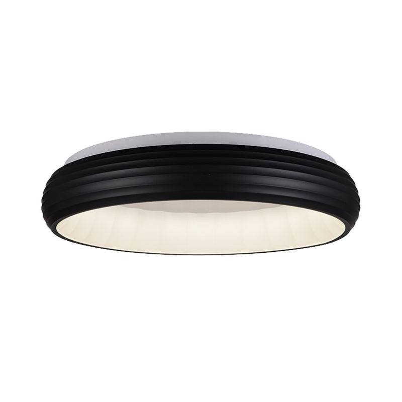 Modern Black Metal Led Ceiling Lamp For Living Room - 19’/25’ Wide Round Flush Mount Fixture
