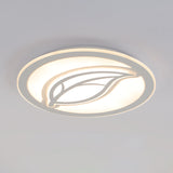 Contemporary Led Hallway Flush Mount Ceiling Light In White With Leaf Pattern - Available 3 Sizes