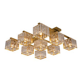 Square Crystal Rod Ceiling Light Fixture - Modern Semi Flush Mount With Tri-Sided Design (4/6/9