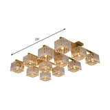 Square Crystal Rod Ceiling Light Fixture - Modern Semi Flush Mount With Tri-Sided Design (4/6/9