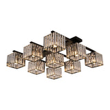 Square Crystal Rod Ceiling Light Fixture - Modern Semi Flush Mount With Tri-Sided Design (4/6/9